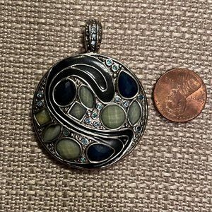 Navy Blue and Soft Green Slide/Pendent for any type of Chain